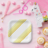Assiettes En Carton Plaque en papier - Tons de diagonale jaune (Fête)