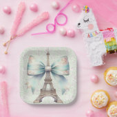 Assiettes En Carton Plaque en papier tour Eiffel artistique (Fête)