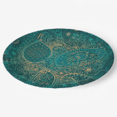 Assiettes En Carton Plaque en papier turquoise ethnique (Angle)