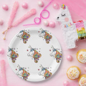 Assiettes En Carton Plaque en papier Unicorne arc-en-ciel (Fête)
