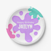 Assiettes En Carton Plaque en papier violet mince d'anniversaire (Devant)