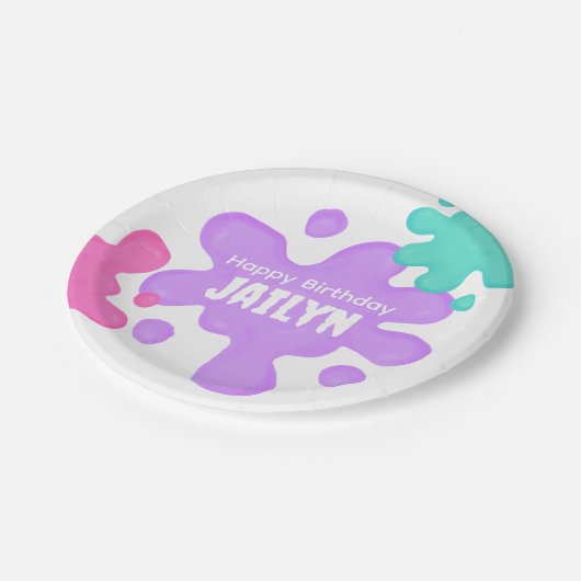 Assiettes En Carton Plaque en papier violet mince d'anniversaire (Angle)