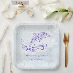 Assiettes En Carton Plaque en papier Wedding shower violet dauphin