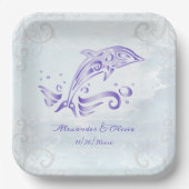 Assiettes En Carton Plaque en papier Wedding shower violet dauphin (Recto)