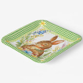 Assiettes En Carton Plaque En vichy Bunny vert printemps (Angulaire)