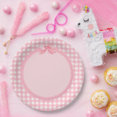 Assiettes En Carton Plaque En vichy rose et Bow Party (Fête)