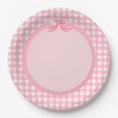 Assiettes En Carton Plaque En vichy rose et Bow Party (Devant)