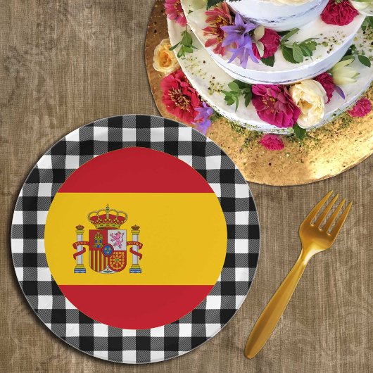 Assiettes En Carton Plaque espagnole, plaid de buffle & drapeau espagn