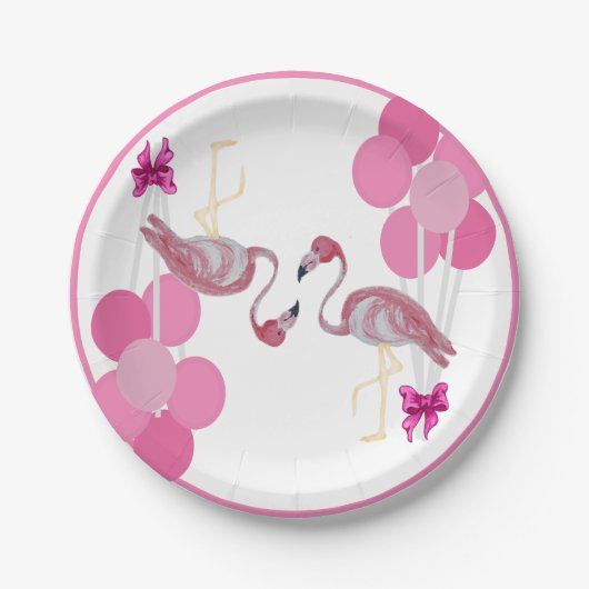 Assiettes En Carton Plaque Flamant rose Balloons (Devant)