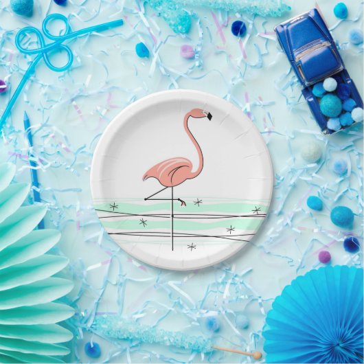 Assiettes En Carton Plaque Flamant rose Ocean (Fête)