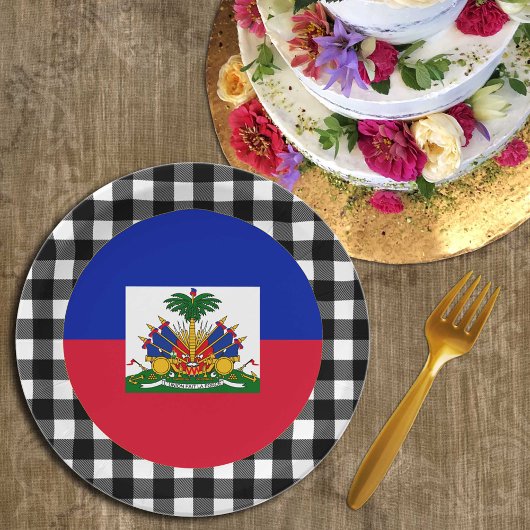 Assiettes En Carton Plaque Haïti, plaid de buffle & Drapeau haïtien