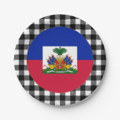 Assiettes En Carton Plaque Haïti, plaid de buffle & Drapeau haïtien (Devant)