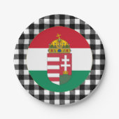 Assiettes En Carton Plaque Hongrie, plaid de buffle et drapeau hongroi (Devant)