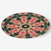 Assiettes En Carton Plaque Kaleidoscope rose et vert foncé (Angle)