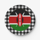 Assiettes En Carton Plaque Kenya, plaid de buffle & Drapeau Kenyan (Devant)