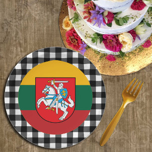 Assiettes En Carton Plaque lituanienne, plaid de buffle & drapeau litu