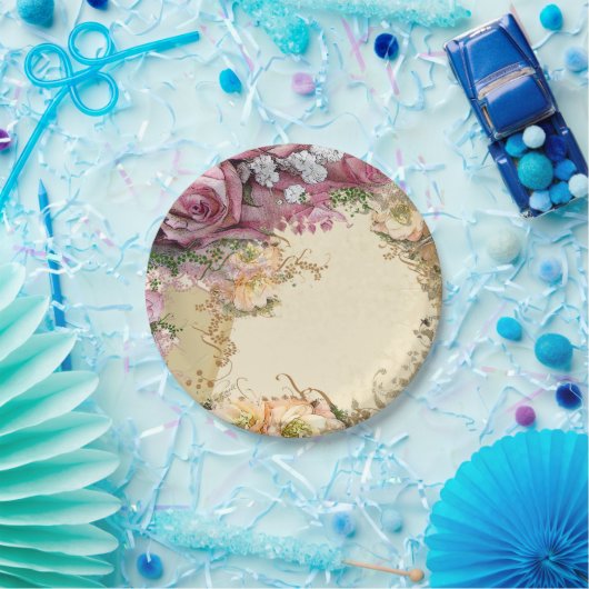 Assiettes En Carton Plaque Mariage rose (Fête)