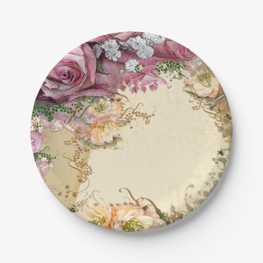 Assiettes En Carton Plaque Mariage rose (Devant)
