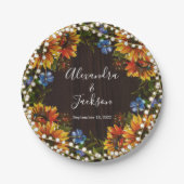 Assiettes En Carton Plaque Mariage Rustique à chaîne de tournesol en b (Devant)
