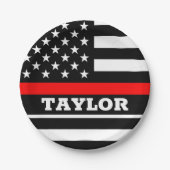 Assiettes En Carton Plaque mince Red Line, USA personnalisées drapeau (Devant)