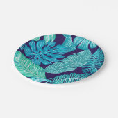 Assiettes En Carton Plaque Motif Tropical Green Blue Feuille (Angle)