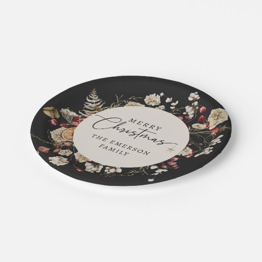 Assiettes En Carton Plaque noire en papier de Noël (Angle)