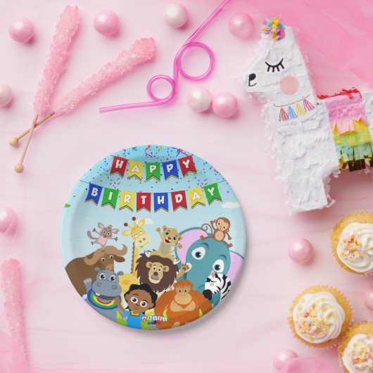 Assiettes En Carton Plaque papier 1 Akili & Friends (Fête)