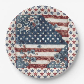 Assiettes En Carton plaque papier 4 juillet American Flag