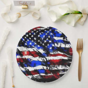 Assiettes En Carton Plaque papier 4 juillet "American Flag"