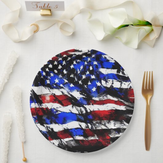Assiettes En Carton Plaque papier 4 juillet "American Flag" (Mariage)