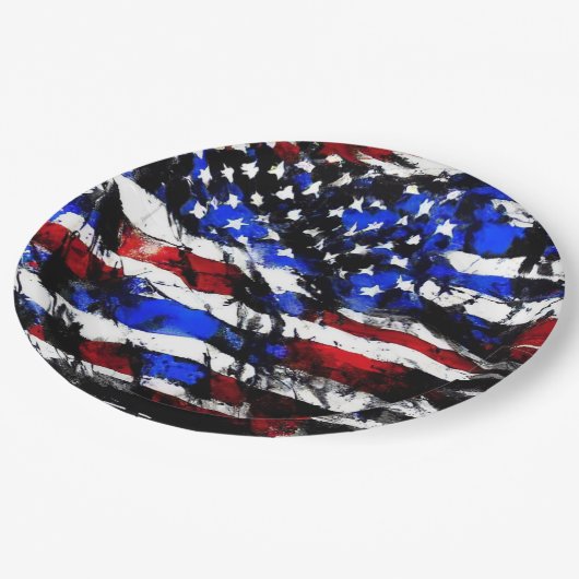Assiettes En Carton Plaque papier 4 juillet "American Flag" (Angle)