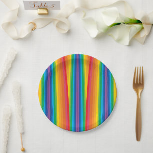 Assiettes En Carton Plaque papier 7 pouces Retro Rainbows