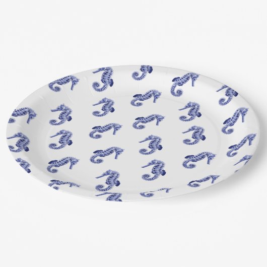 Assiettes En Carton Plaque papier à imprimer bleu et blanc pour hippoc (Angle)
