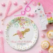 Assiettes En Carton Plaque Papier à pâte Dinosaure Rose Girl (Fête)