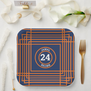 Assiettes En Carton Plaque papier à thème Orange & Blue Sports