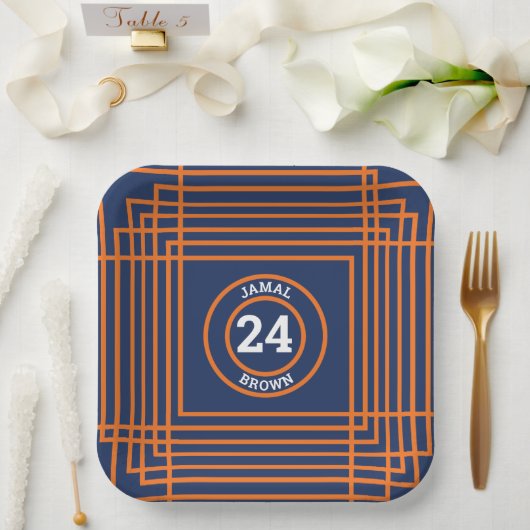 Assiettes En Carton Plaque papier à thème Orange & Blue Sports (Mariage)