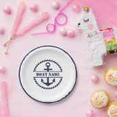 Assiettes En Carton Plaque papier Ancre bleu marine (Fête)