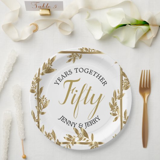 Assiettes En Carton Plaque papier Anniversaire Gold et Noir classique (Mariage)