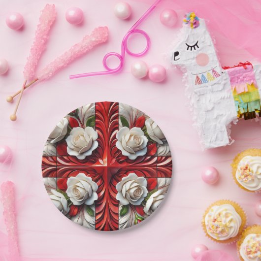 Assiettes En Carton Plaque papier avec design Rose anglais (Fête)