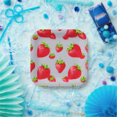 Assiettes En Carton Plaque papier avec motif fraise rouge (Fête)