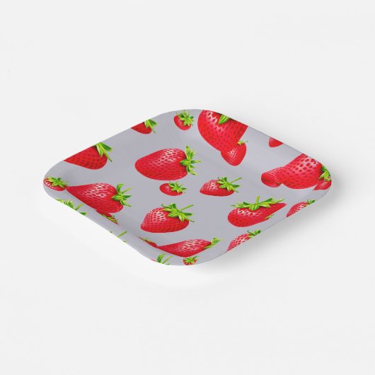 Assiettes En Carton Plaque papier avec motif fraise rouge (Angulaire)