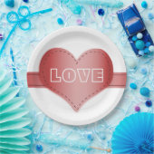 Assiettes En Carton Plaque papier avec ruban rouge Coeur (Fête)