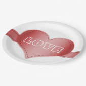 Assiettes En Carton Plaque papier avec ruban rouge Coeur (Angle)