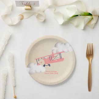 Assiettes En Carton Plaque papier avion, Baby shower avion Vintage