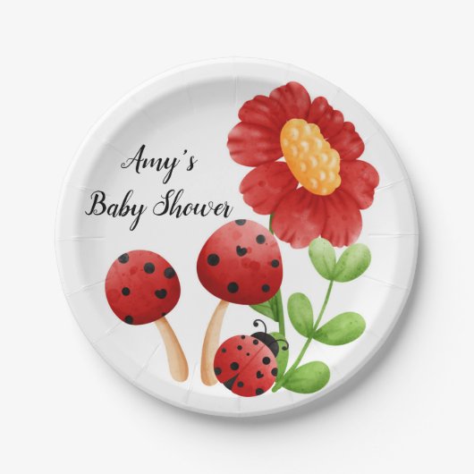 Assiettes En Carton Plaque papier Baby shower Ladybug (Devant)