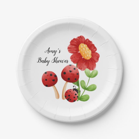 Assiettes En Carton Plaque papier Baby shower Ladybug (Devant)