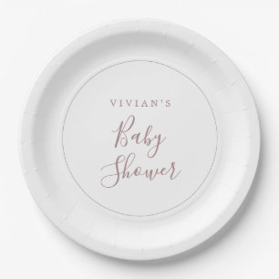 Assiettes En Carton Plaque papier Baby shower minimaliste en or Rose