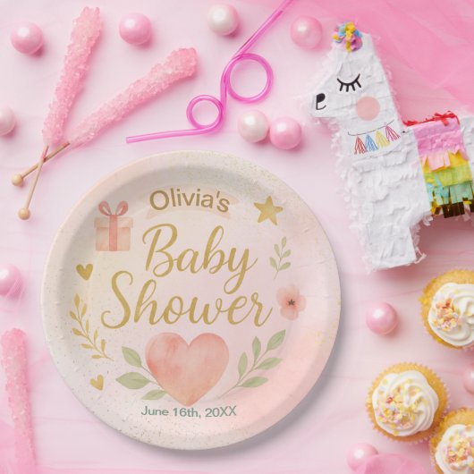 Assiettes En Carton Plaque papier Baby shower personnalisée - Aquarell (Fête)