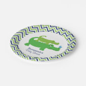 Assiettes En Carton Plaque papier Baby shower Preppy Alligator Chevron (Angle)