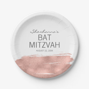 Assiettes En Carton Plaque papier Bat mitzvah rose Gold